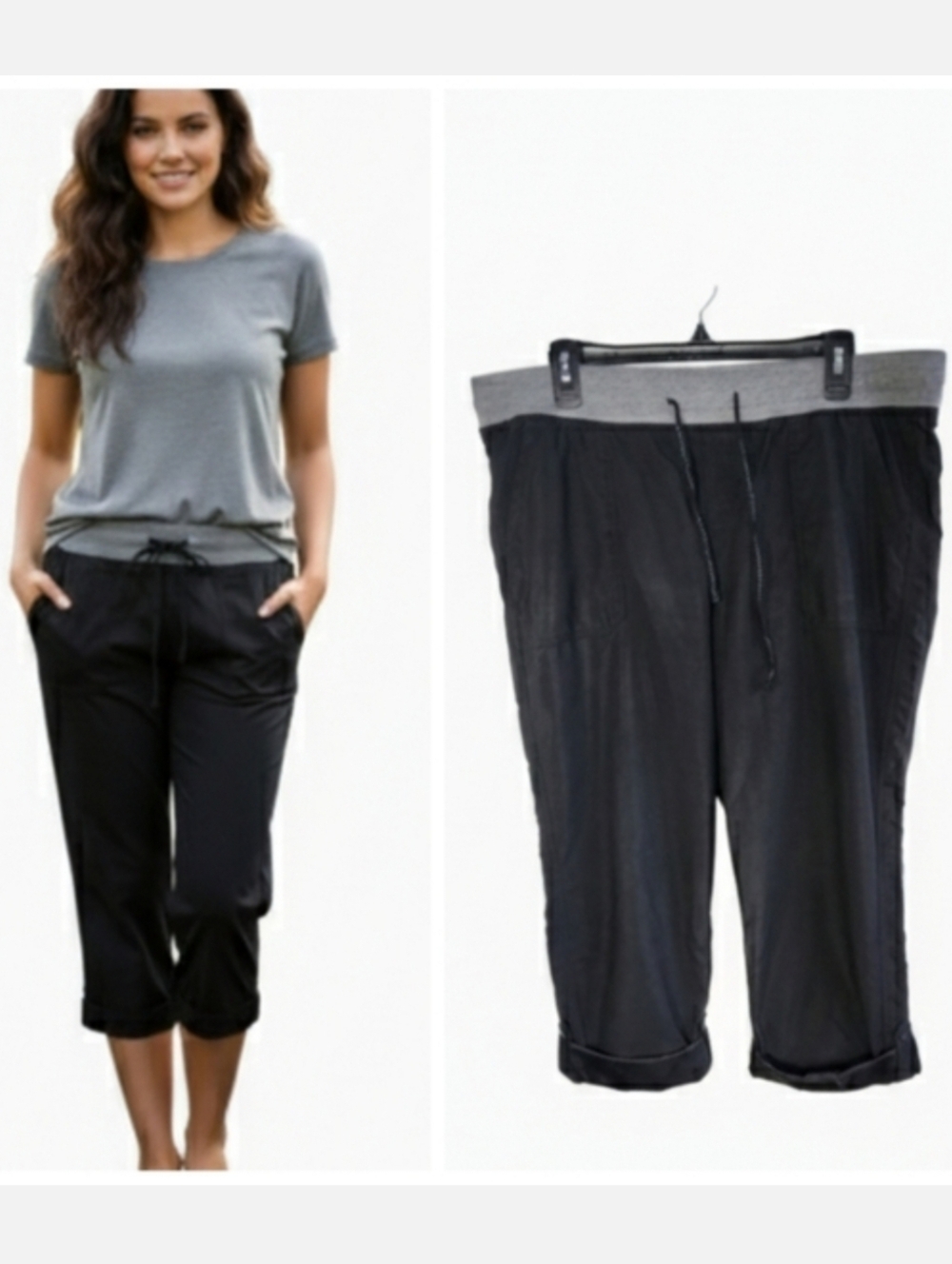 Tek Gear Black Cropped Athletic Pants Women's Size Extra Large Size XL